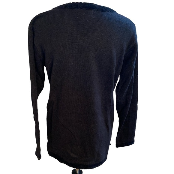 🎄Quacker Factory Unisex 3D Knit Black Cotton Ramie Blend Grandmacore Sweater - Picture 2 of 8